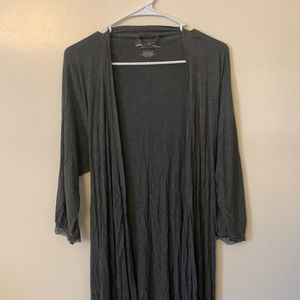 long grey cardigan with lace details, size L